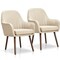 Set of 2 Fabric Upholstered Accent Chairs with Wooden Legs and Adjustable Non-slipping Pads